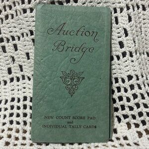 Vintage Green Auction Bridge Score Pad and Tally Cards